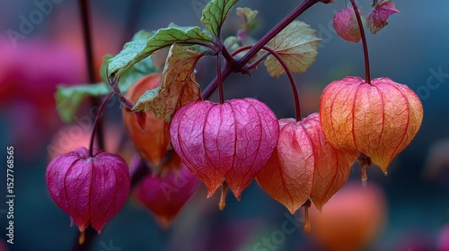 Captivating Cluster of Brightly Colored Chinese Lantern Plant Pods in Autumn