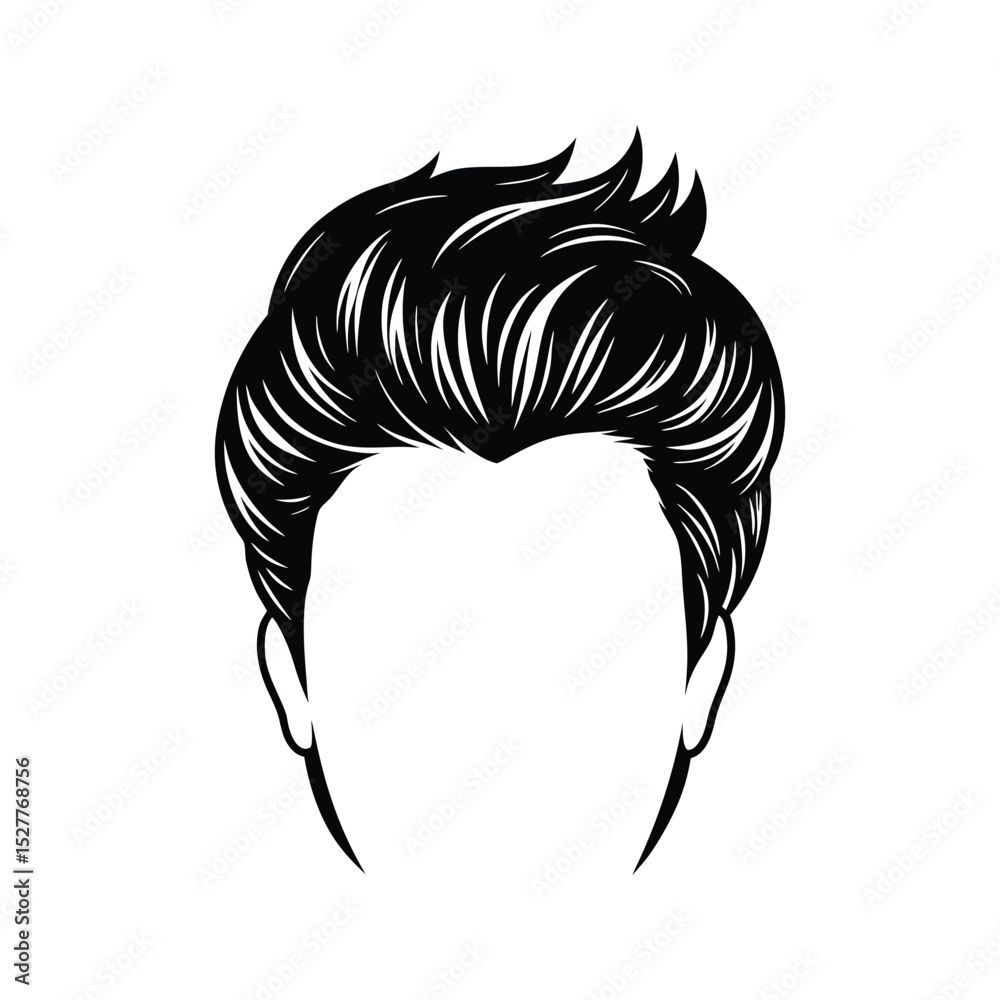 Obraz premium Stylish black and white haircut illustration featuring detailed lines and modern trendy hair style