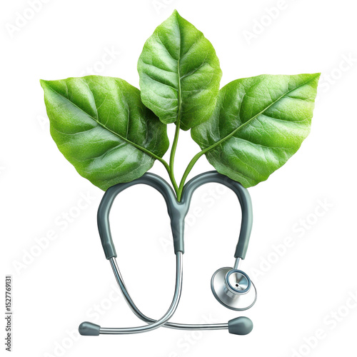 Holistic Medicine Stethoscope Growing Leaves Doctor Health Care on transparent background