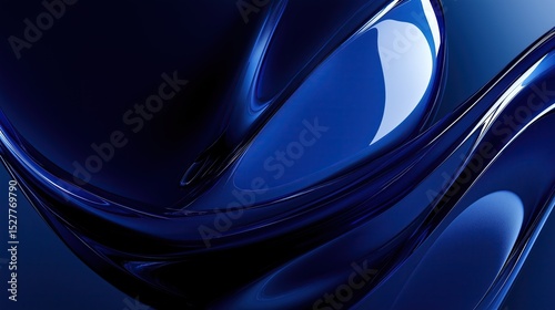 Elegant abstract blue background with glossy curves and smooth lines, ultra-wide angle immersive design for modern digital and professional applications