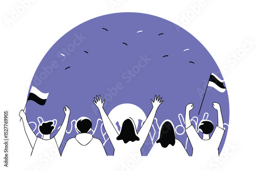National youth day celebration design featuring young people and a crow