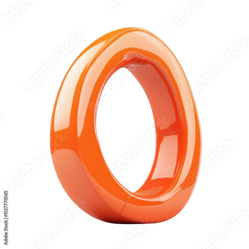 Orange Torus Glossy Loop 3D Render on Black Backdrop Creative Abstract on transparent background