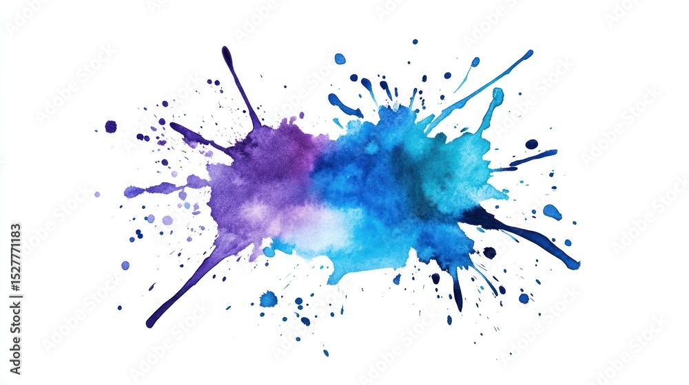 Fototapeta premium Abstract watercolor paint splatter on white background.