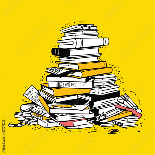 Stack of Books Doodle Illustration