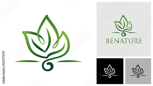 Nature leaf growth logo icon design template.