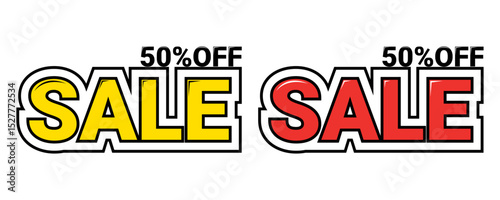 Colorful Sale Banner with Fifty Percent Discount Text in Bold Style