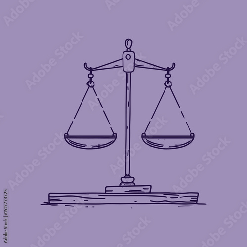 Vintage Balance Scale Hand Drawn Illustration