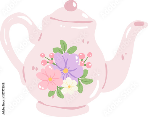 Illustration of Floral Teapot