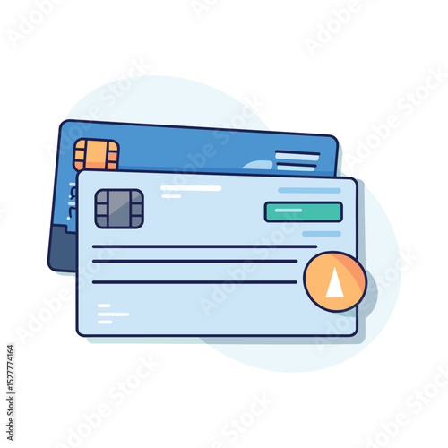 Flat Style Banking Interface with Card and Financial Documents Illustration