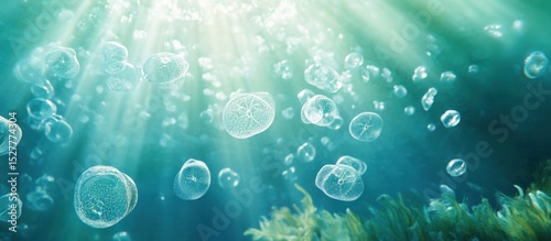 Underwater Bubbles and Jellyfish.