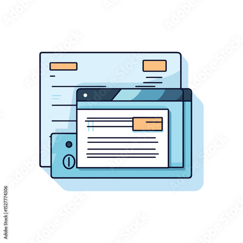 Flat Style Banking Interface with Card and Financial Documents Illustration