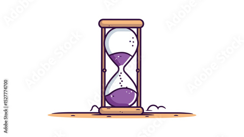Vintage Hourglass with Flowing Sand on Abstract Background