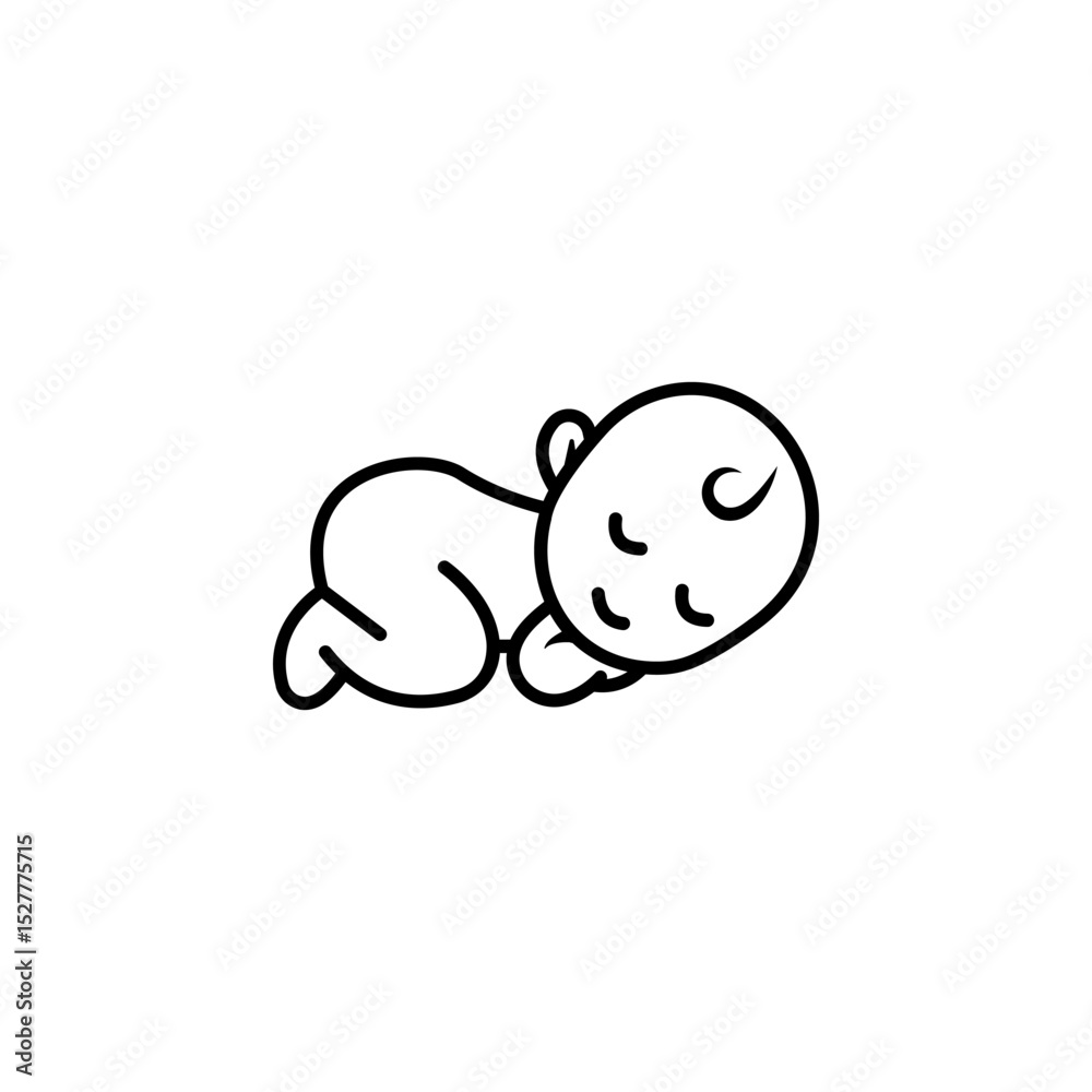 Fototapeta premium Sleeping baby silhouette body lines Logo Design Vector