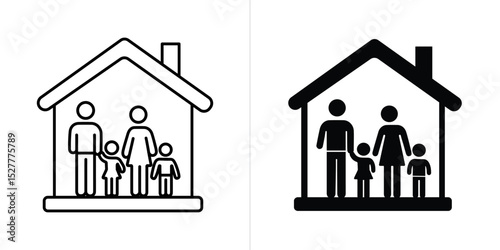 Family and Home line and solid web icon set. Vector illustration
