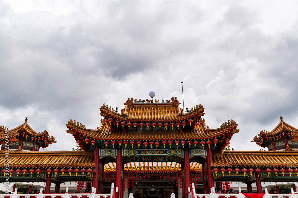 Ornate temple roof with carvings, Tehan Hou Temple, Malaysia Ornate temple roof with carvings, Tehan Hou Temple, Malaysia