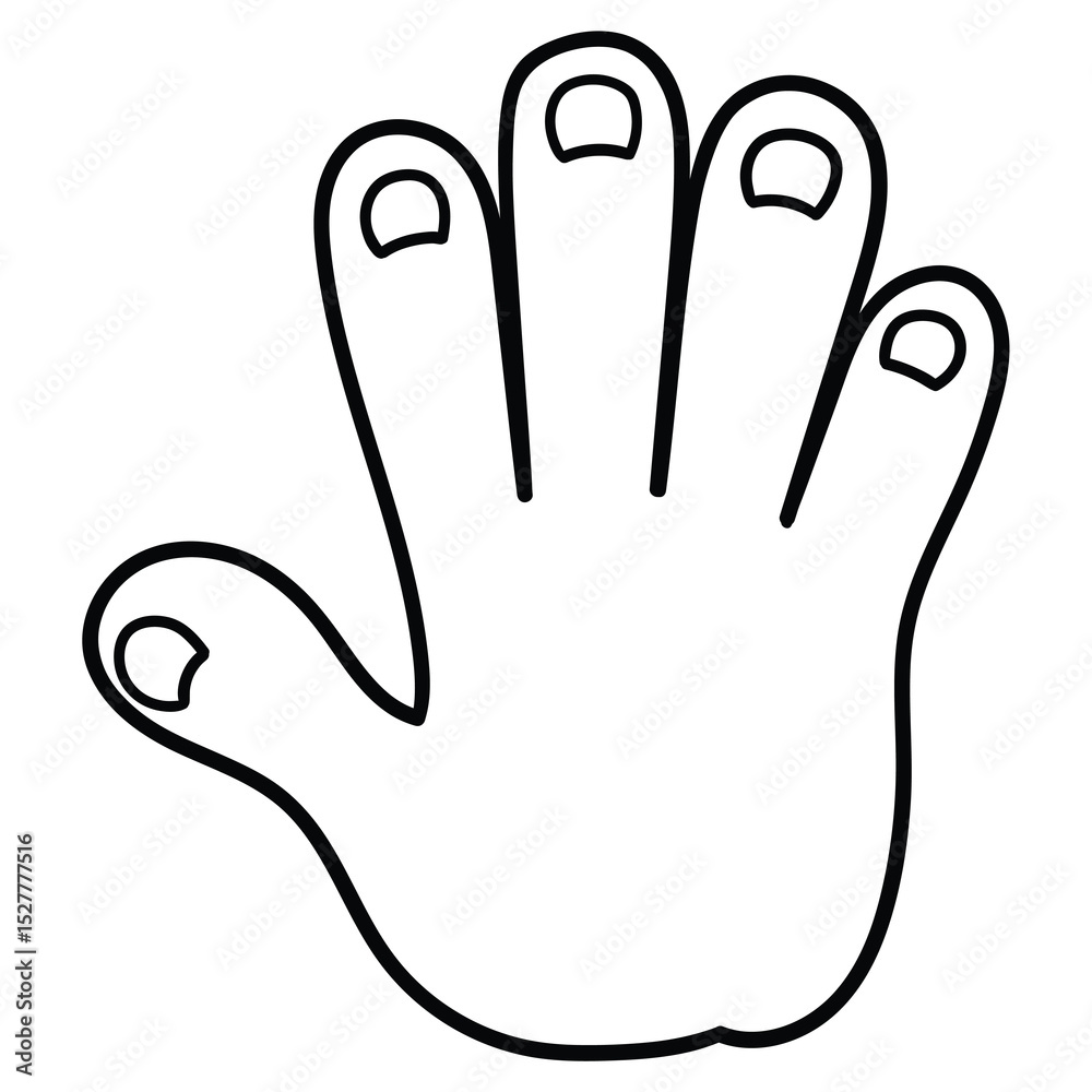 Hand drawn doodle human hand on white background.