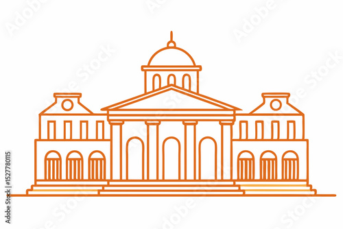 Grand Neoclassical Building Architectural Design Illustration