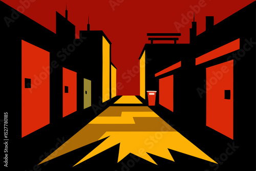 Urban Alleyway A Bold Graphic Design of City Streets and Shadows