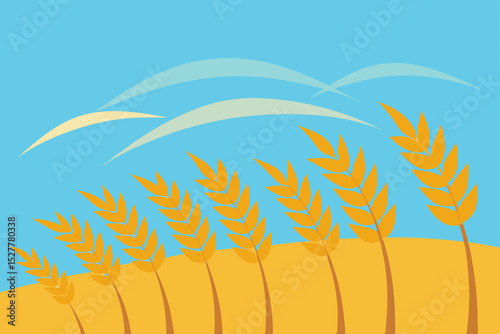 Golden Wheat Field Under a Summer Sky A Harvest Illustration