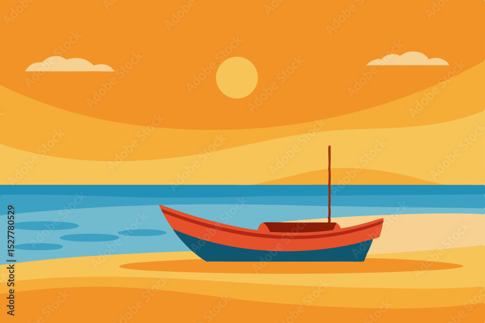 Naklejka premium boat at sunset