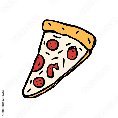 delicious slice of pepperoni pizza  isolated on white background
