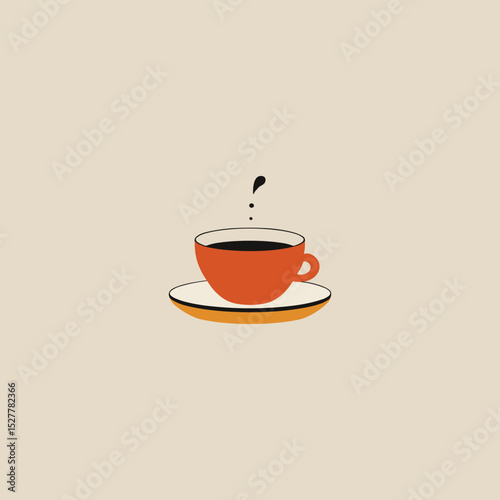 Minimalist Coffee Cup Icon – Cafe Logo Vector Design