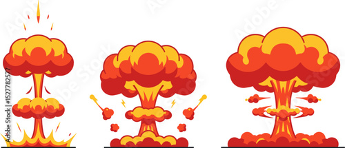 Three types of nuclear explosions and bombs, vector design