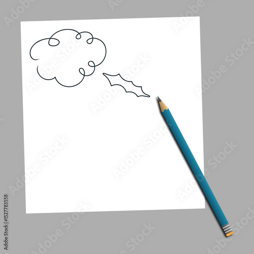 Creative Thought Bubble Sketch on Spiral Notebook with Pencil – Blue Background Concept