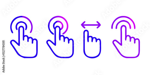Touchscreen gestures icons set for mobile app