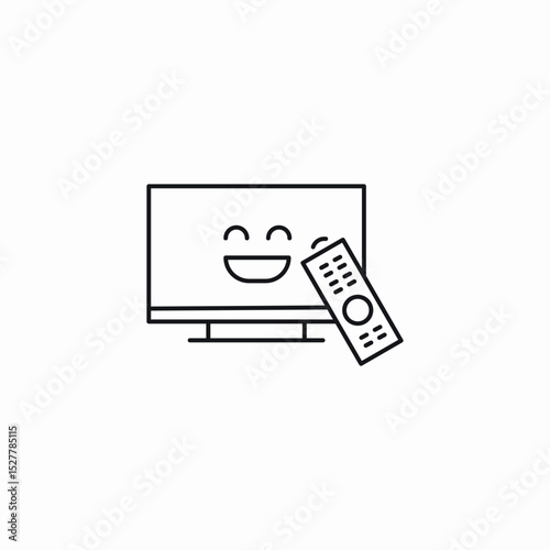 smiley tv screen icon sign vector