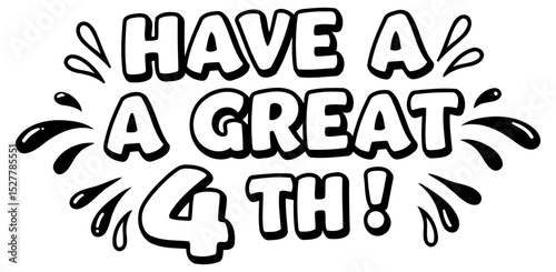 Fourth birthday graphic design for a child's party or celebration. Bold text with a decorative splash effect design.