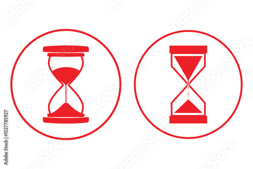 Minimalist hourglass icon symbolizing time management. Hourglass sand clock isolated vector illustration.