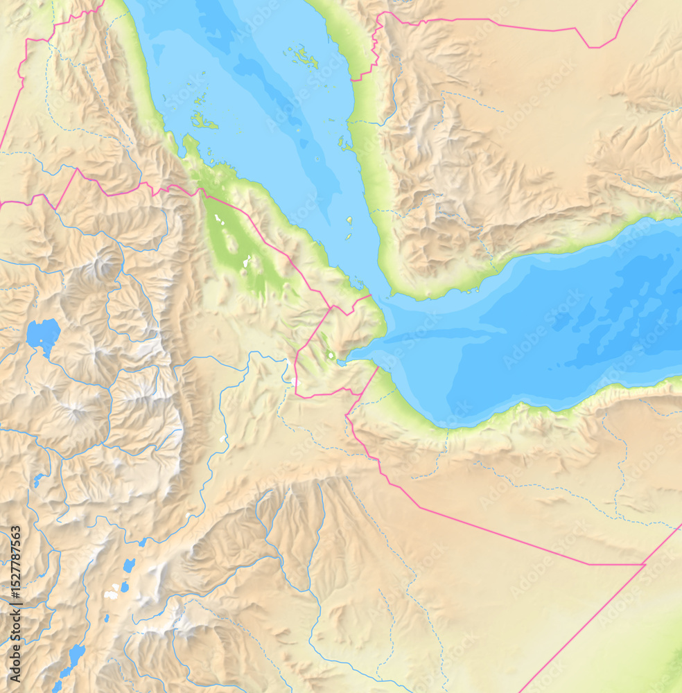 Fototapeta premium Map of Djibouti and surrounding countries without any labels