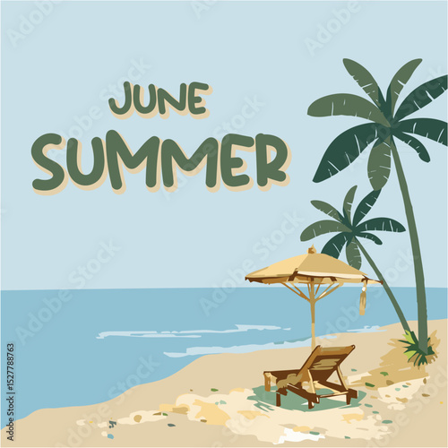 June Summer vibe concept to the beach vector design