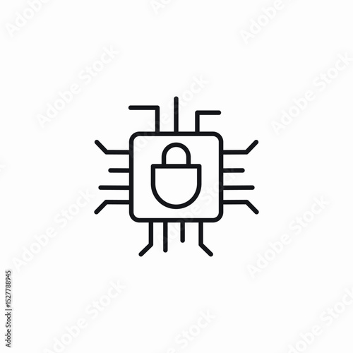 locked microchip system icon sign vector