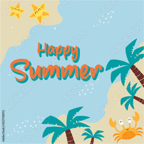 June Summer vibe concept to the beach vector design palm tree