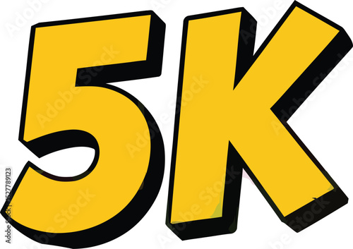 Here's your title with only the first letter capitalized:

Bold yellow 5k graphic design element perfect for social media posts, celebrations, and milestones, representing achievement and growth