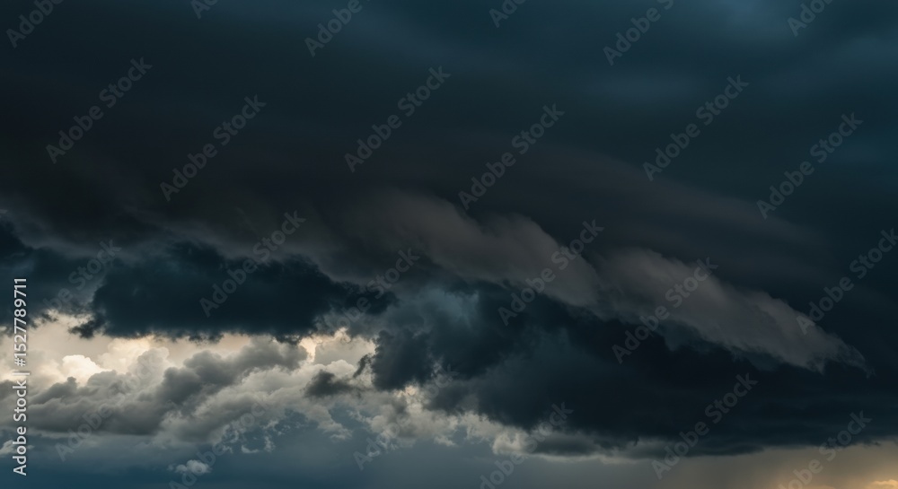 Naklejka premium Dramatic, ominous dark clouds gathering in a stormy sky, conveying a sense of foreboding and change