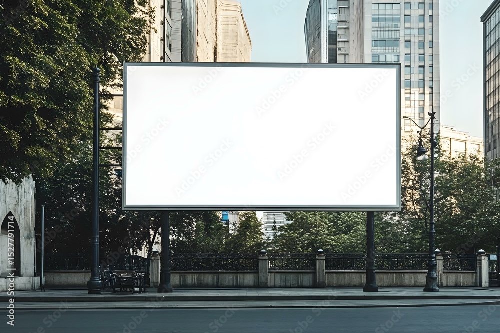 Fototapeta premium White Blank Billboard on the Street for Advertising in a High-Traffic Location