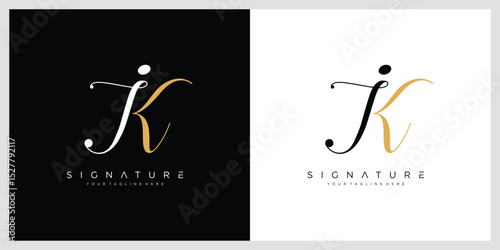 JK Initial letter logo. Alphabet JK Handwritten Signature logo.