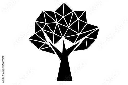 Geometric black and white tree illustration