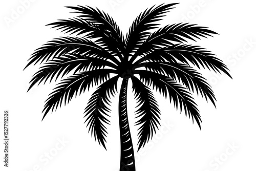 Black and white silhouette of a palm tree