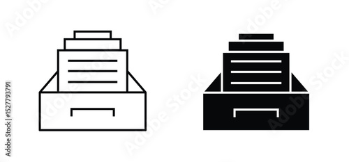 Archive icons. Archival box with documents