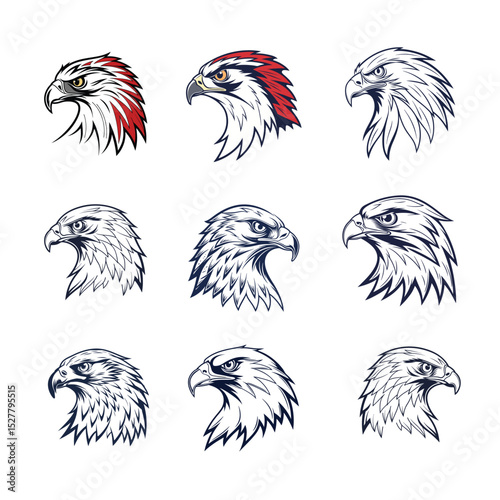 Eagle head icon set vector. Adobe Illustrator Artwork