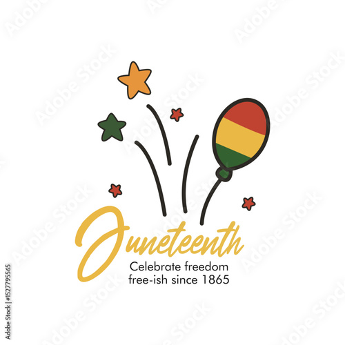 Juneteenth Celebration Balloons and Flag Vector Illustration