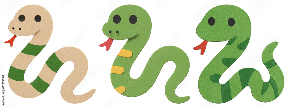 Obraz premium PNG Colorful cartoon snake illustrations, element set on transparent background