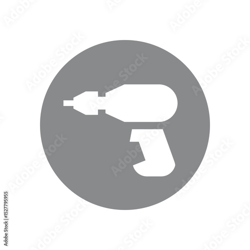 Power drill pistol with drill bit. Drilling or screwdriver battery powered vector icon.