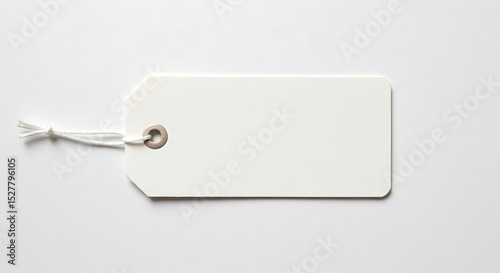 Blank white tag with string isolated on white background