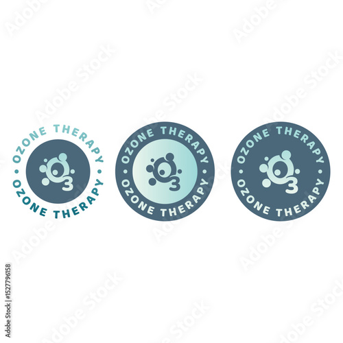 Ozone therapy circle label set. Colorful ozone treatment vector sticker or labels.