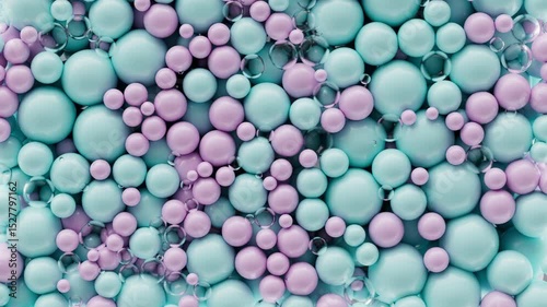 4K Falling 3D Pastel Spheres in Soft Motion. Abstract Geometric Background in Minimal Aesthetic Style. 